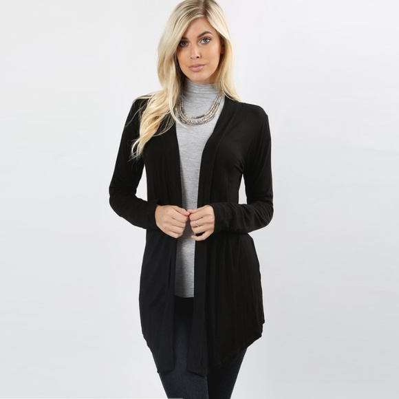 Sweaters - Draped Front Cardigan in BLACK